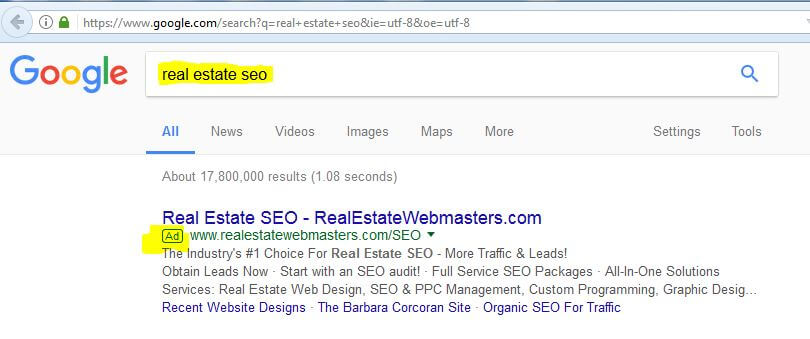 example of google PPC ad