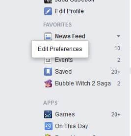 facebook newsfeed prefrences