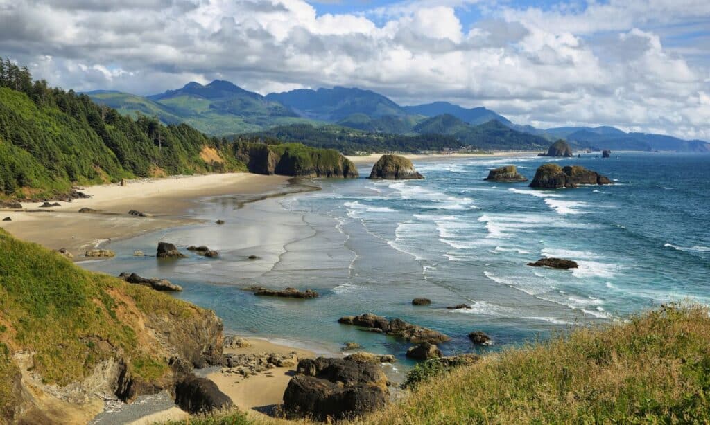 panoramic view of Cannon Beach Oregon