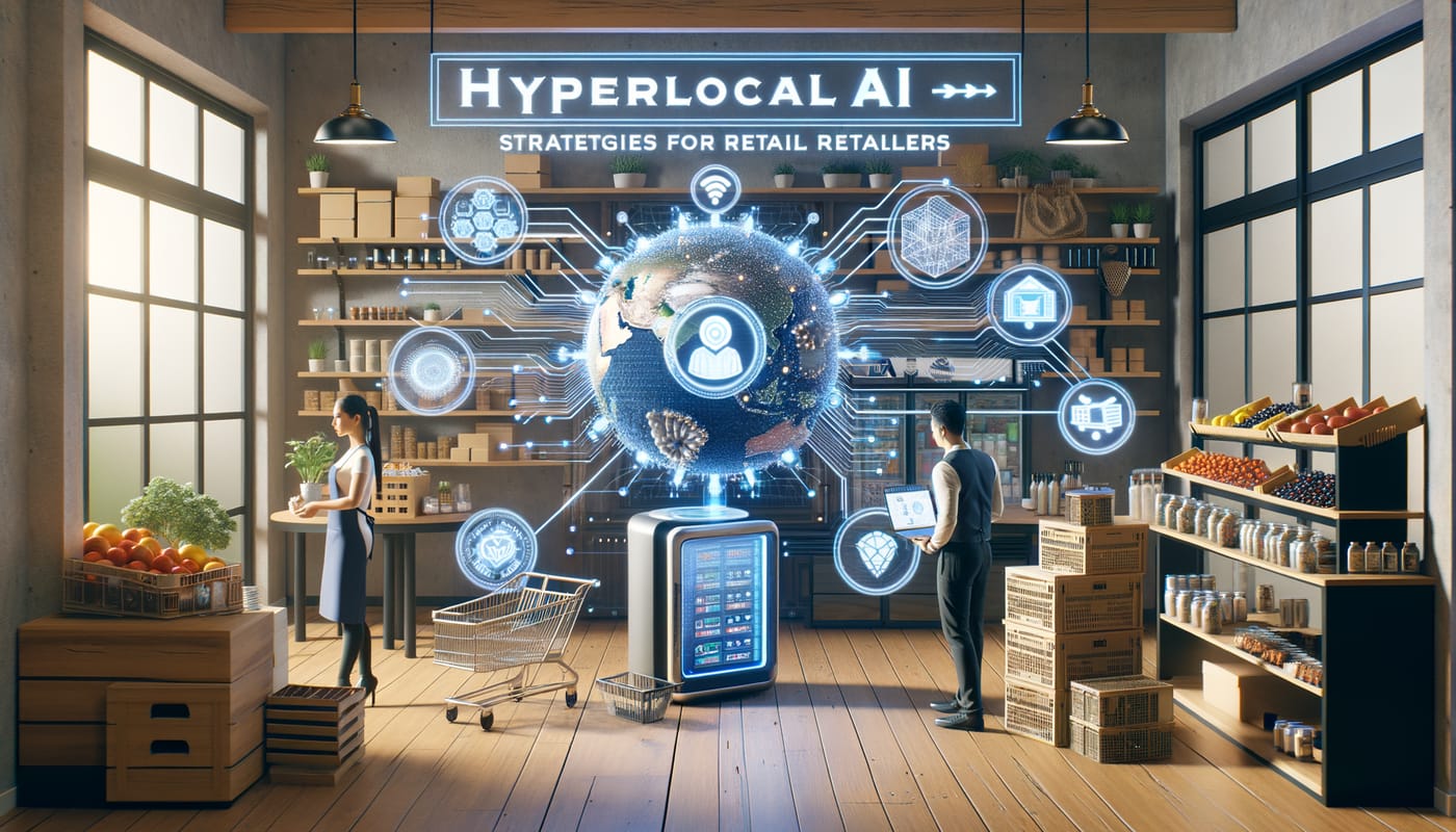 Photorealistic contextual image for: Hyperlocal AI: Geo-Strategy for Enhanced Brick-and-Mortar Customer Journeys