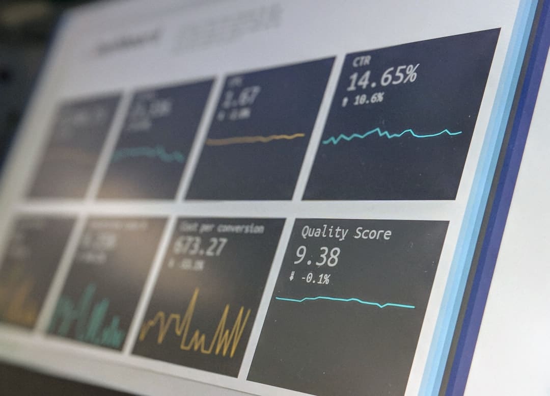 Digital screen displaying marketing data and analytics
